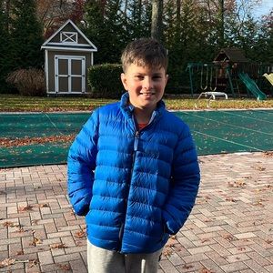 Marmot down fill jacket boy 10 large royal blue